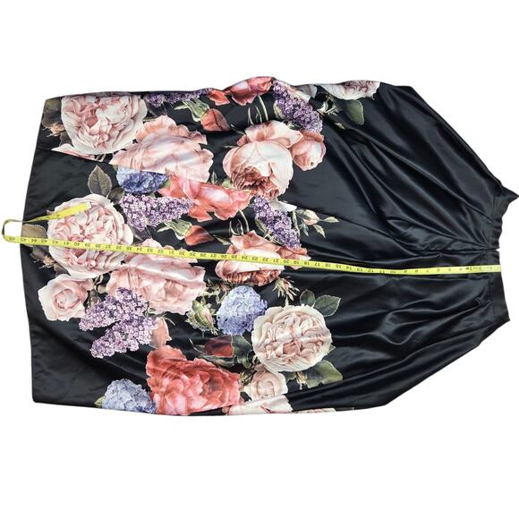 Betsy & Adam Satin Maxi Skirt Floral Size 6 Black Formal Garden Party - Picture 6 of 6
